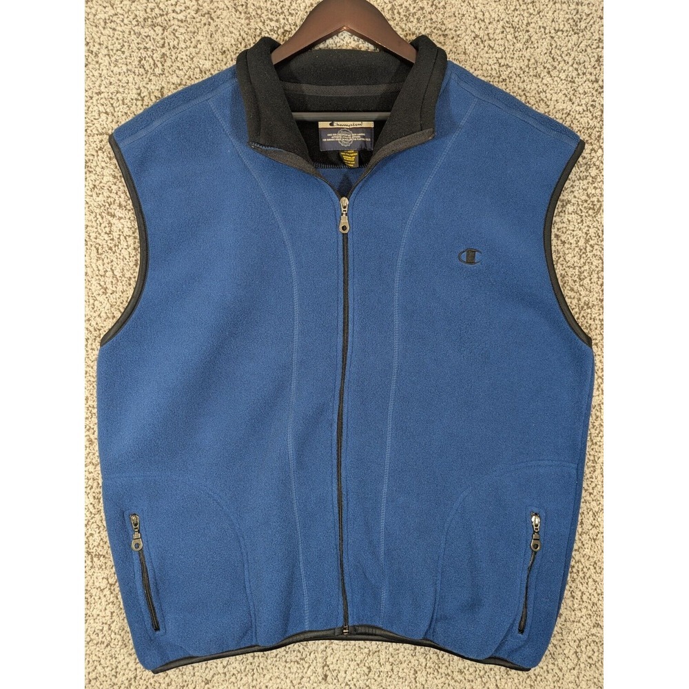 Champion‎ Fleece Vest Men's XL Blue Full Zip Golf Hiking Performance